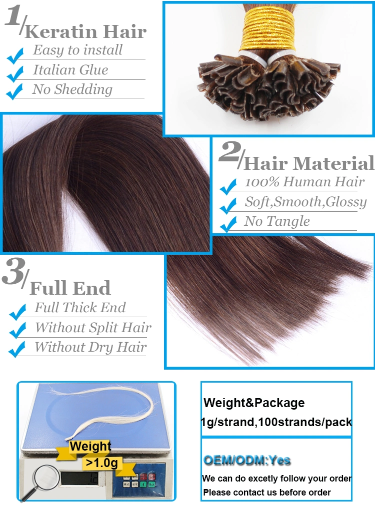 U Tips Human Hair Extensions Keratin Remy Virgin Hair